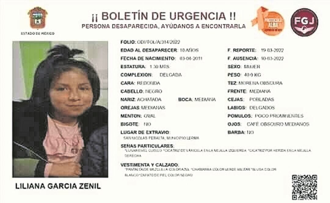 Liliana García Zenil, de 10 años, desapareció el 10 de marzo. Foto: Especial