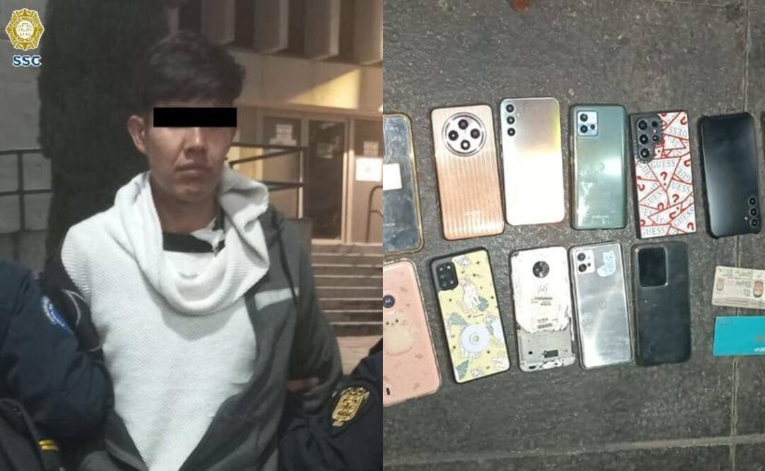 Detienen a sujeto por robo de celulares en Centro Histórico de la CDMX. Foro: SSC