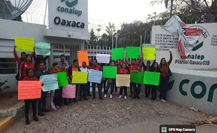 Protestan trabajadores del Conalep en Oaxaca; exigen pago de prestaciones y contratación de personal