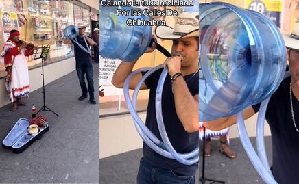 Músico utiliza su creatividad y crea tuba con materiales reciclados; video se vuelve viral en TikTok