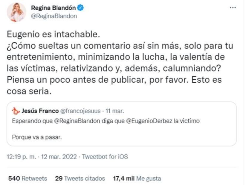 Alessandra defiende a Eugenio Derbez y acaba con rumores de abuso a Regina Blandón