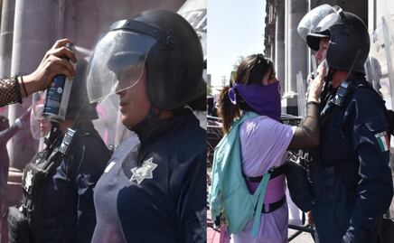 8M: Feministas enfrentan y rocían pintura a policías, después se disculpan y las limpian: "Ellas también son mujeres", dicen