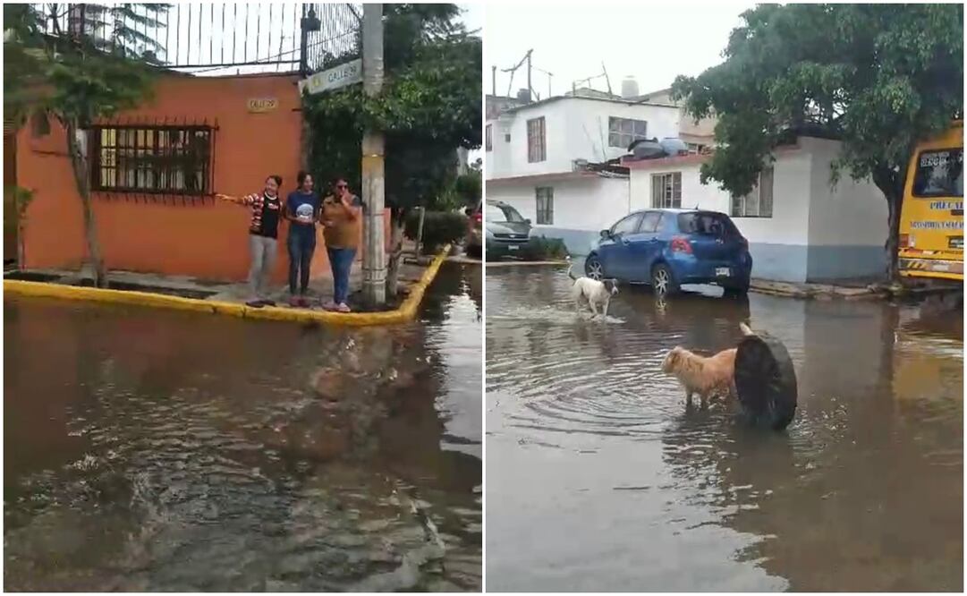 El Dren Xochiaca, que es una derivación del Río de la Compañía, se desbordó la tarde de este lunes. Fotos: Especiales