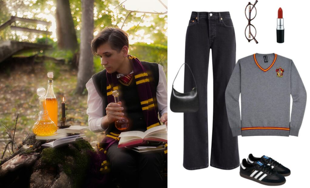 El suéter de Gryffindor destaca en tonos rojos y dorados, ideal para looks clásicos con actitud valiente. Fotos: Unsplash / Toon Merch