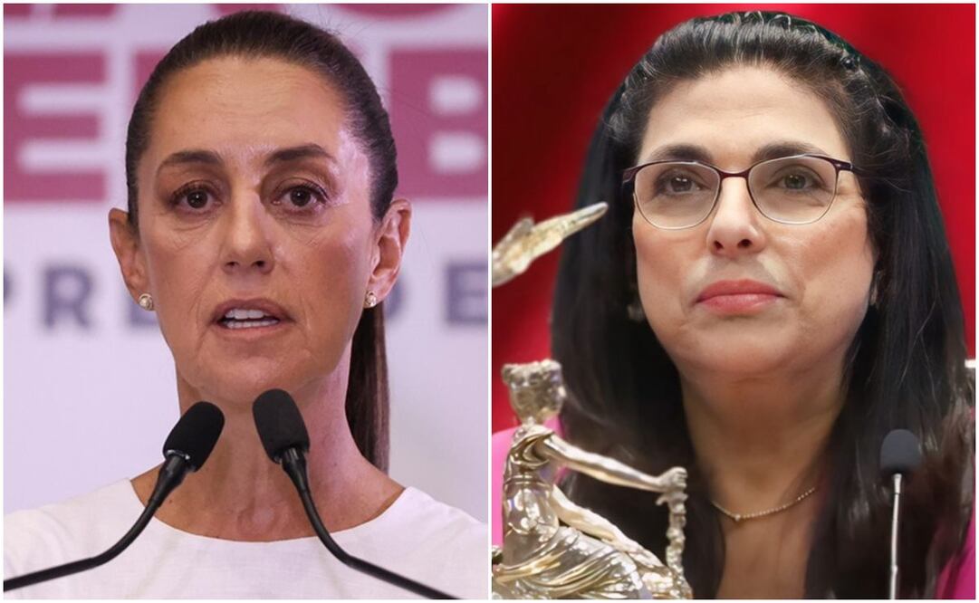 Claudia Sheinbaum y Marcela Guerra. Foto: Diego Simón/EL UNIVERSAL/X