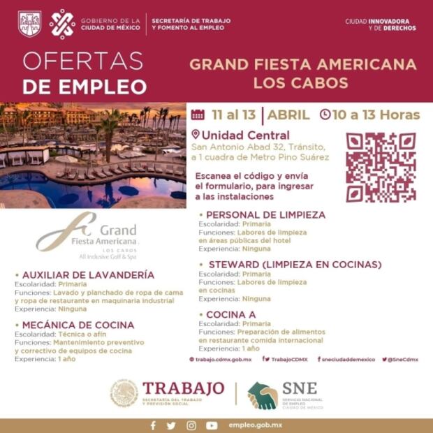 Secretaría de trabajo anuncia oferta laboral de movilidad en sector hotelero en Los Cabos 