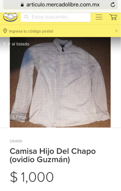 Venden camisas y escapularios similares a los que usa el hijo de “El Chapo”