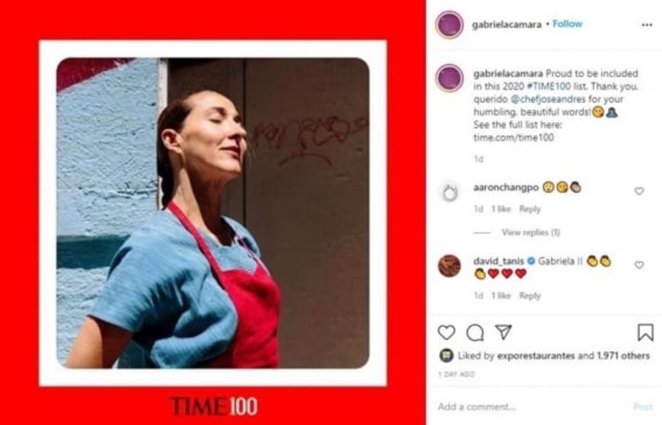 Gabriela Cámara, una de las 100 personas más influyentes de 2020