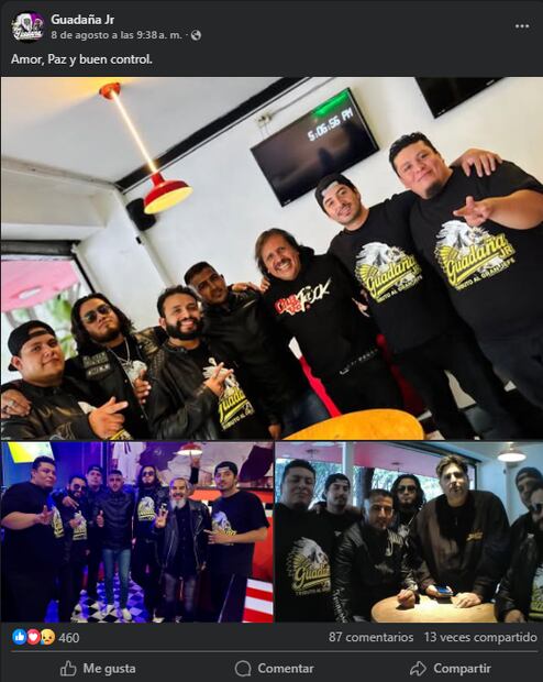 Última publicación de Óscar Lerma "Guadaña Jr." en Facebook, realizada el 8 de agosot junto a su agrupación musical "Tributo al Gran Jefe". Foto: Captura de pantalla