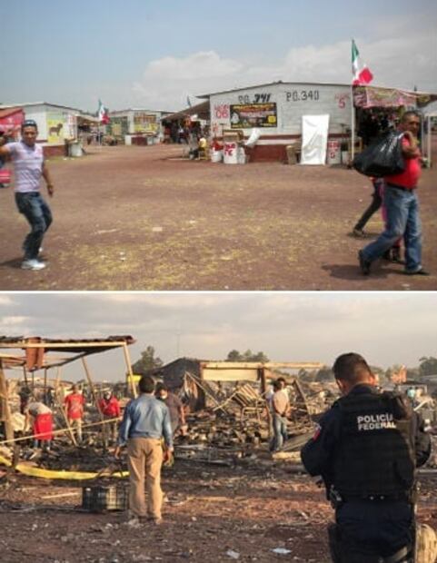 Fotografías. El mercado de Tultepec antes y después de la explosión