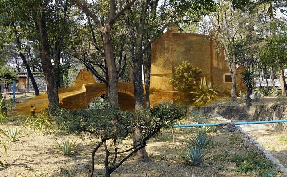 Varias zonas de Coyoacán son como un viaje al pasado, gracias a la presencia de edificios antiguos. El también llamado Puente de Panzacola pareciera “tener un pie” frente a la moderna avenida Universidad y el otro en el borde del colonial Chimalistac. Imagen: Emiliano Bautista Neumann.