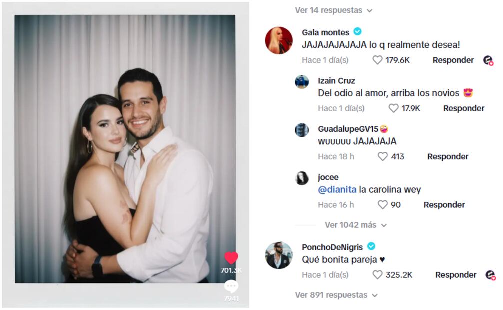 Usuarios compartieron en TikTok una foto de Gala y Adrián abrazados, hecha con inteligencia artificial. Foto: Captura de pantalla