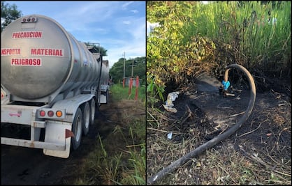 Aseguran tractocamión conectado a toma clandestina en Tabasco