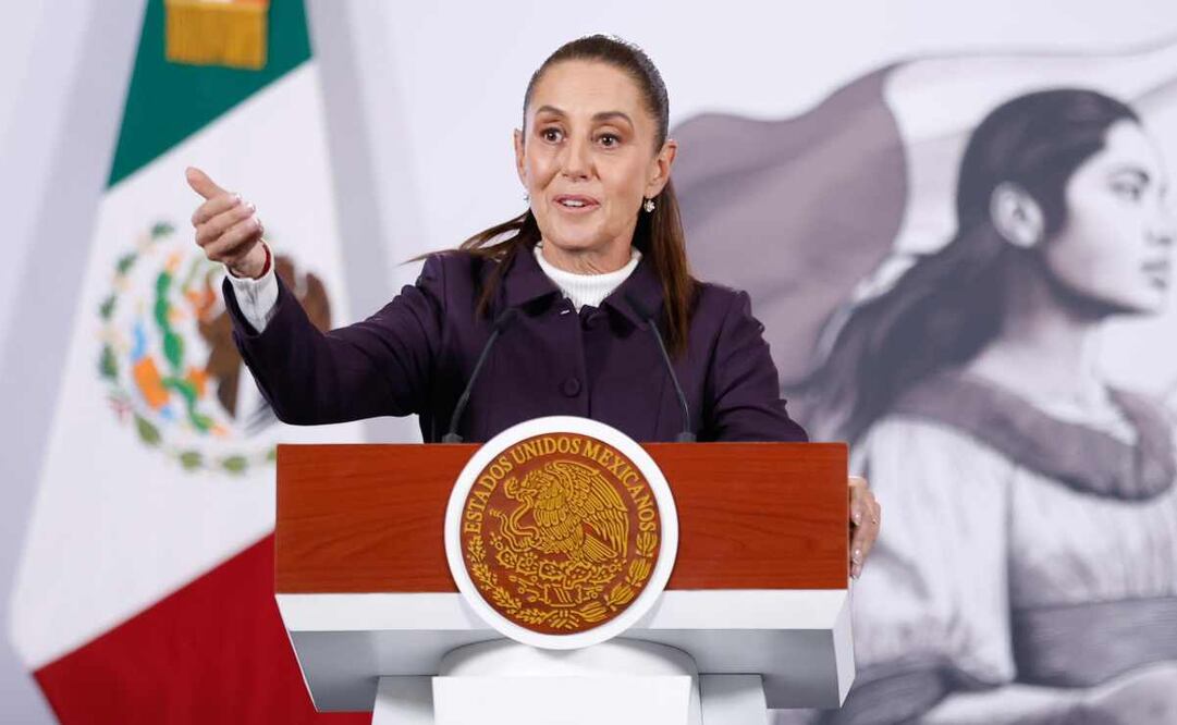 La presidenta Claudia Sheinbaum durante la mañanera del 14 de enero del 2026. Foto: Diego Simón / EL UNIVERSAL