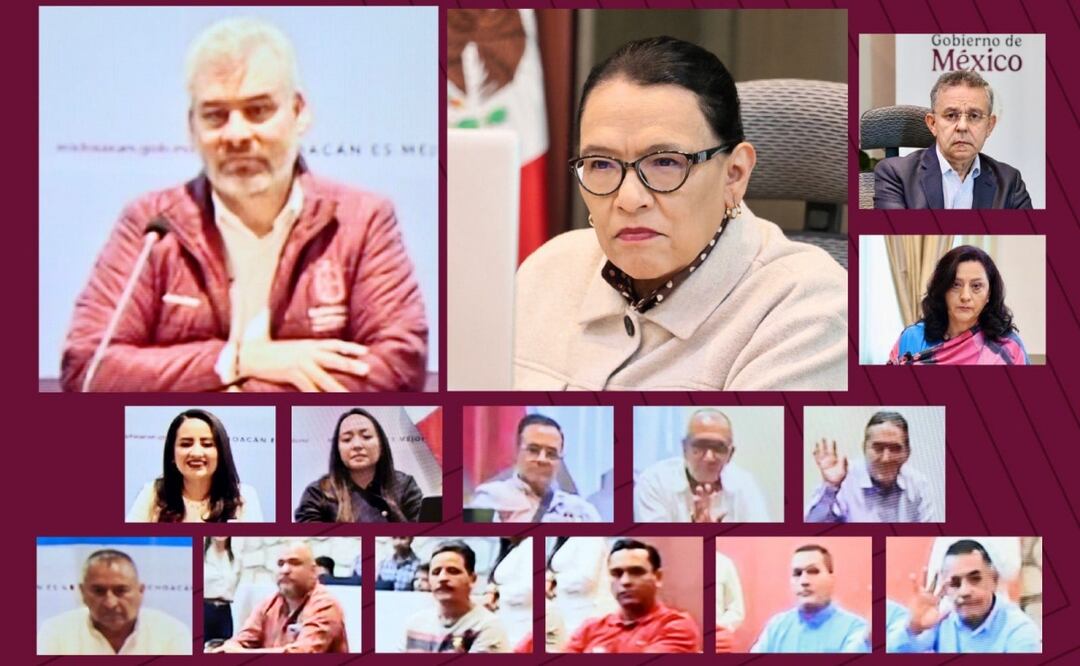 Rosa Icela Rodríguez da seguimiento al Plan Michoacán junto al gobernador Alfredo Ramírez Bedolla tras el asesinato del alcalde Carlos Manzo (21/11/2025). Foto: Especial