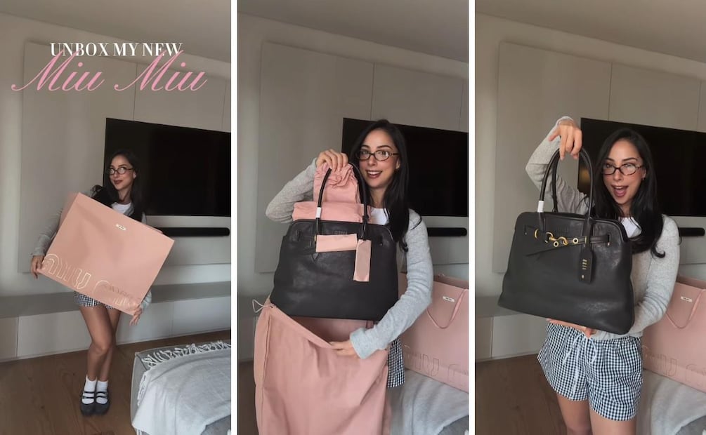 María Chacón revela su regalo: un bolso Miu Miu. Foto: Especial