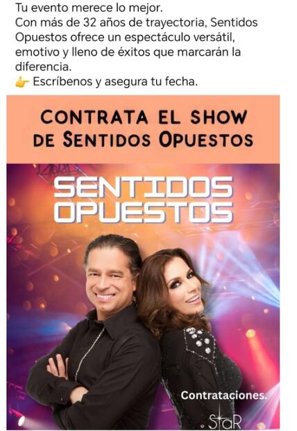 Sentidos Opuestos ofrece sus servicios musicales en redes sociales.