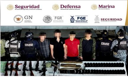 Detienen a cuatro hombres armados en Culiacán; aseguran ametralladora, granadas y más de 3 mil cartuchos