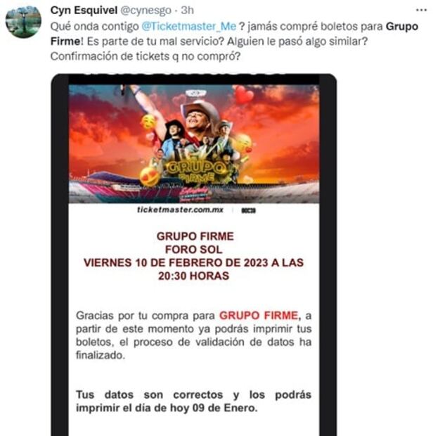 Usuarios denuncian otro error de Ticketmaster; reciben entradas para Grupo Firme sin haberlas comprado