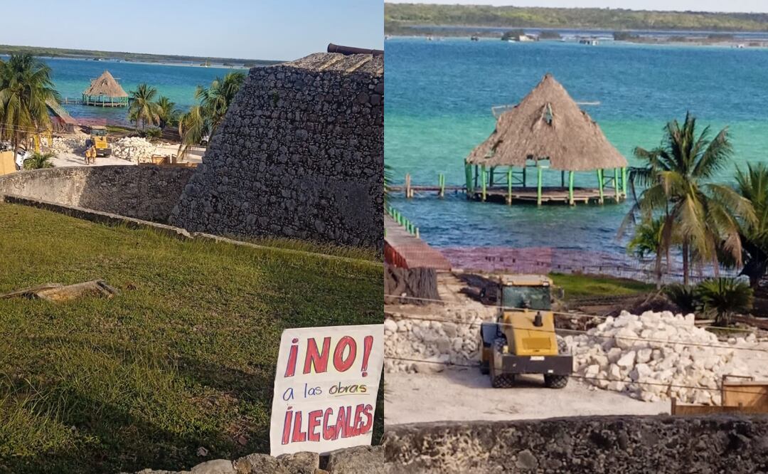 Ambientalistas denuncian construcción en Laguna de Bacalar, Quintana Roo (21/03/2025). Foto: Especial