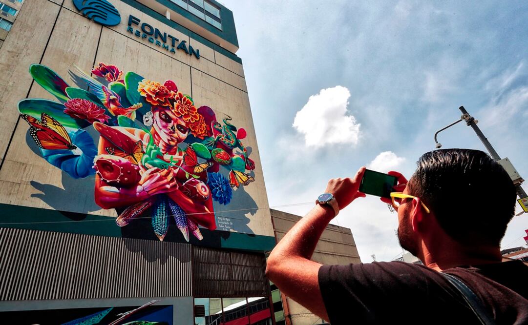La obra "El árbol de la vida" plasmó a La Catrina. Foto: EFE
