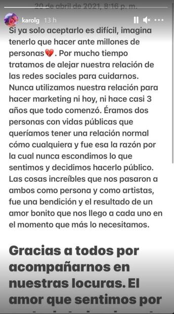 Con palabras de amor, Karol G y Anuel AA confirman el final de su romance 