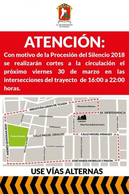 Toluca y Metepec tendrán cortes viales por procesión del silencio