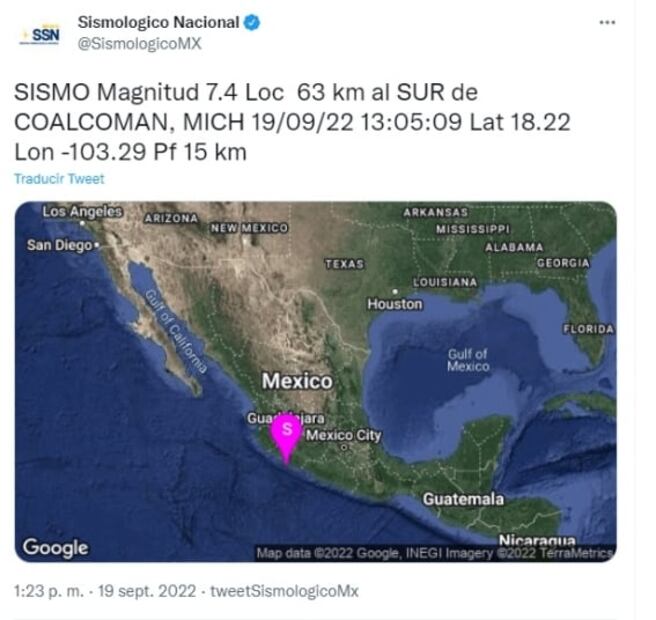 Sismo fue de magnitud 6.8 registrado en Coalcomán, Michoacán: AMLO