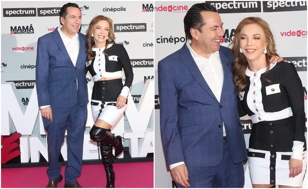 Laura Flores y Lalo Salazar, felices y enamorados en la alfombra de "Mamá reinventada" en Plaza Carso, Ciudad de México. Foto: Edgar Negrete/Clasos.com.mx
