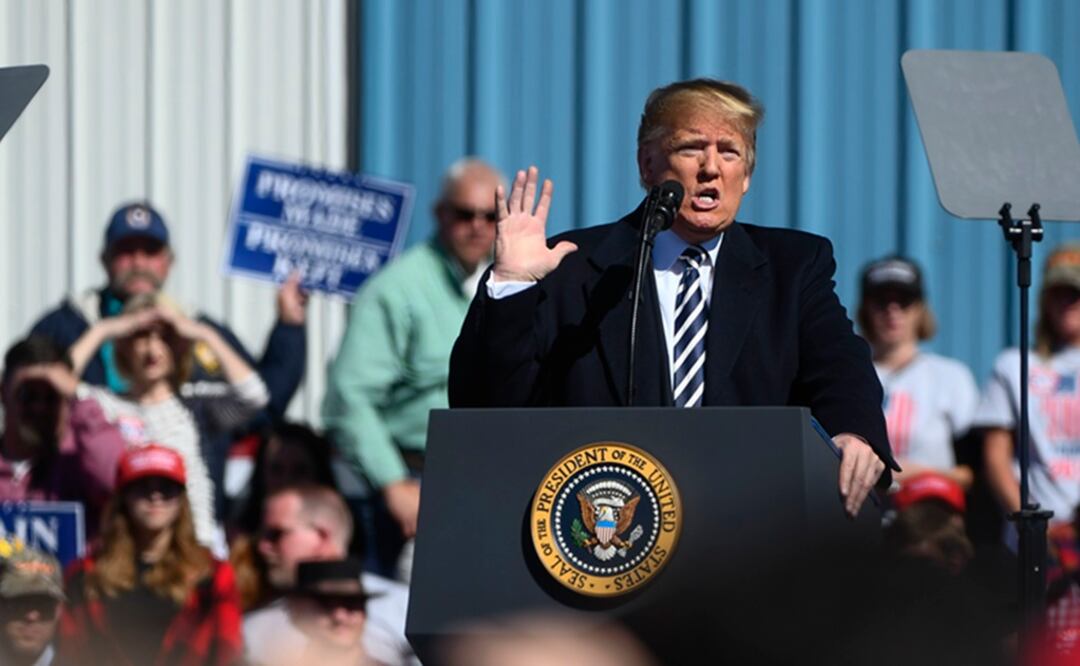 Donald Trump, presidente de EU durante un mitin en Elko, Nevada. Foto: AP