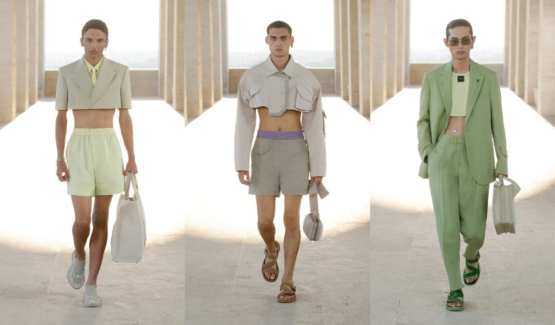 Los crop tops masculinos vienen pisando fuerte para la próxima primavera / Fotos: Cortesía  Fendi 