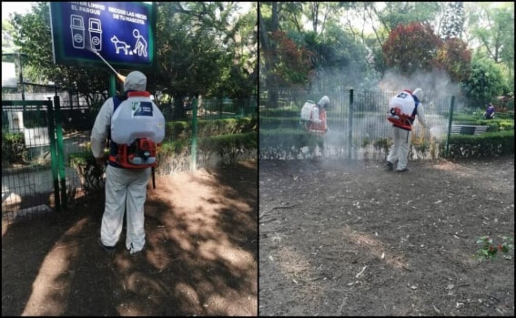 Ante coronavirus, desinfectan espacios públicos en alcaldía Benito Juárez