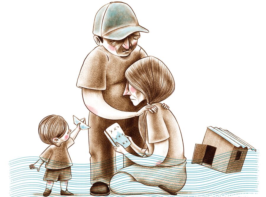 En pobreza 38 % de los afectados por las lluvias. Ilustración de Ani Cortés