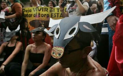 Anti-bullfighting activists protest in Mexico City