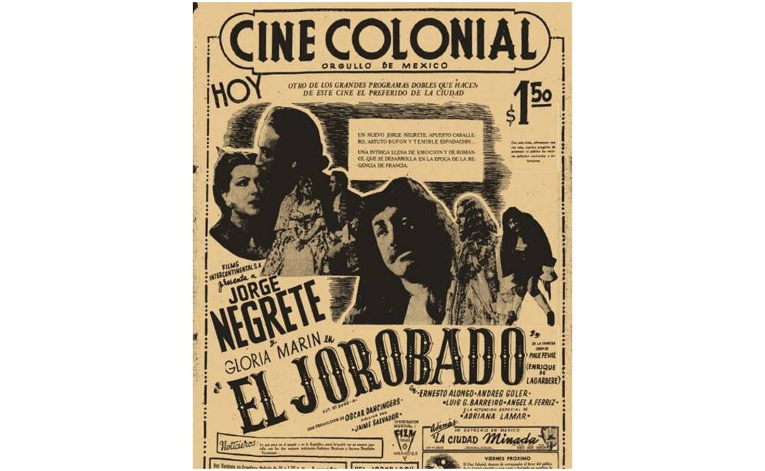 Cartel de la película "El jorobado". Foto: Hemeroteca EL UNIVERSAL 