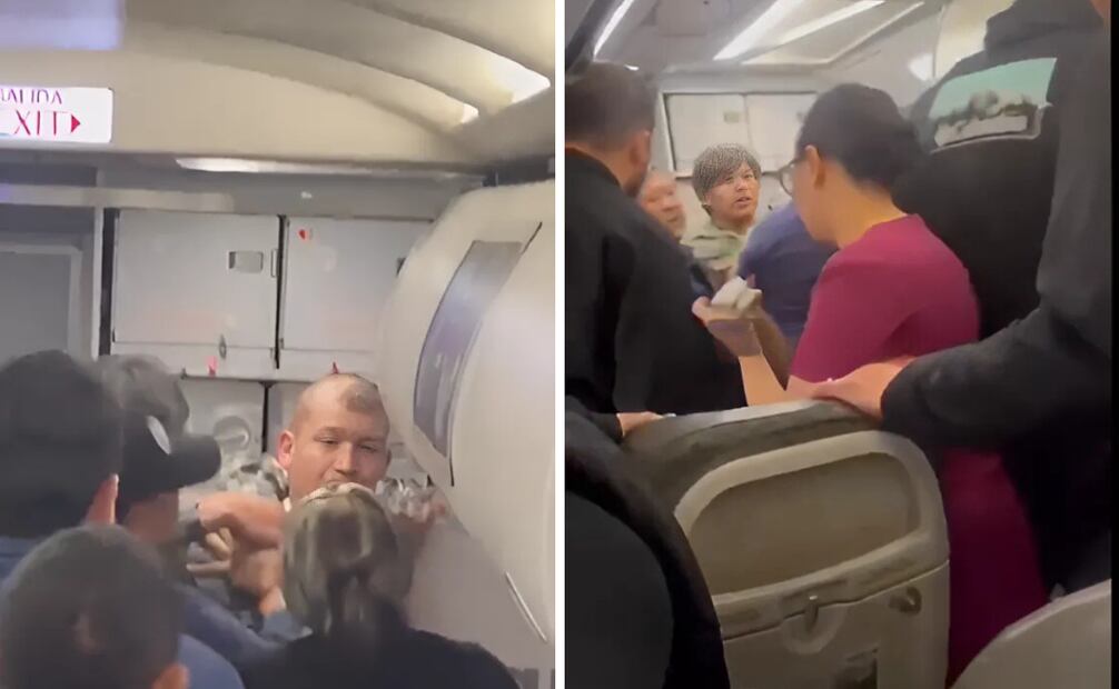 Así fue como pasajeros detuvieron a un hombre que intentó desviar un vuelo de Volaris.
Foto: Captura de pantalla