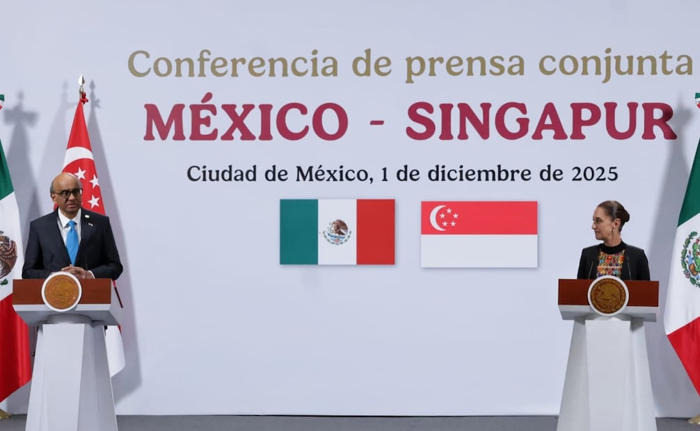 Ciudad de México 1 diciembre 2025 Conferencia de prensa conjunta México-Singapur, en el Salón de Tesorería de Palacio Nacional. FOTO : FERNANDA ROJAS / EL UNIVERSAL