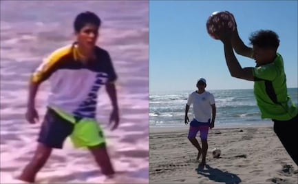 Jorge Campos entrena a su hijo en las playas de Acapulco y desata las comparativas
