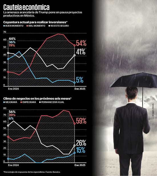 Porcentajes de respuestas de los especialistas. (07/02/2025) Fuente: Banxico