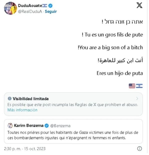 Los insultos a Benzema por apoyar a Palestina en el conflicto con Israel / Foto: Especiales