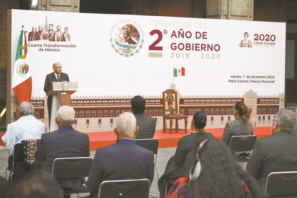 Alrededor de 80 invitados asistieron a Palacio Nacional para la conmemoración de la toma de posesión del presidente Andrés Manuel López Obrador. Foto: DIEGO SIMÓN. EL UNIVERSAL