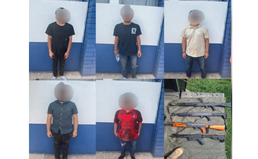 Detienen a seis personas del sexo masculino con armas blancas y de fuego, en Culiacán, Sinaloa. Foto: Especial
