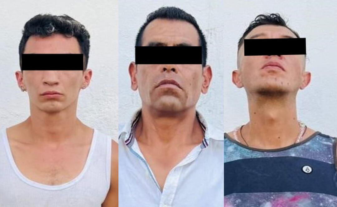 Policía Local detuvo a tres personas, presuntos integrantes de la Unión Tepito por posesión de dosis de aparente marihuana. Foto: Especial