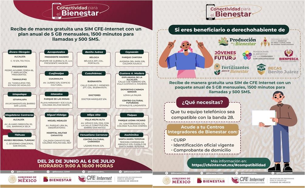 Estos son los requisitos para obtener la Tarjeta SIM de internet de la CFE del Bienestar. Foto: Especial