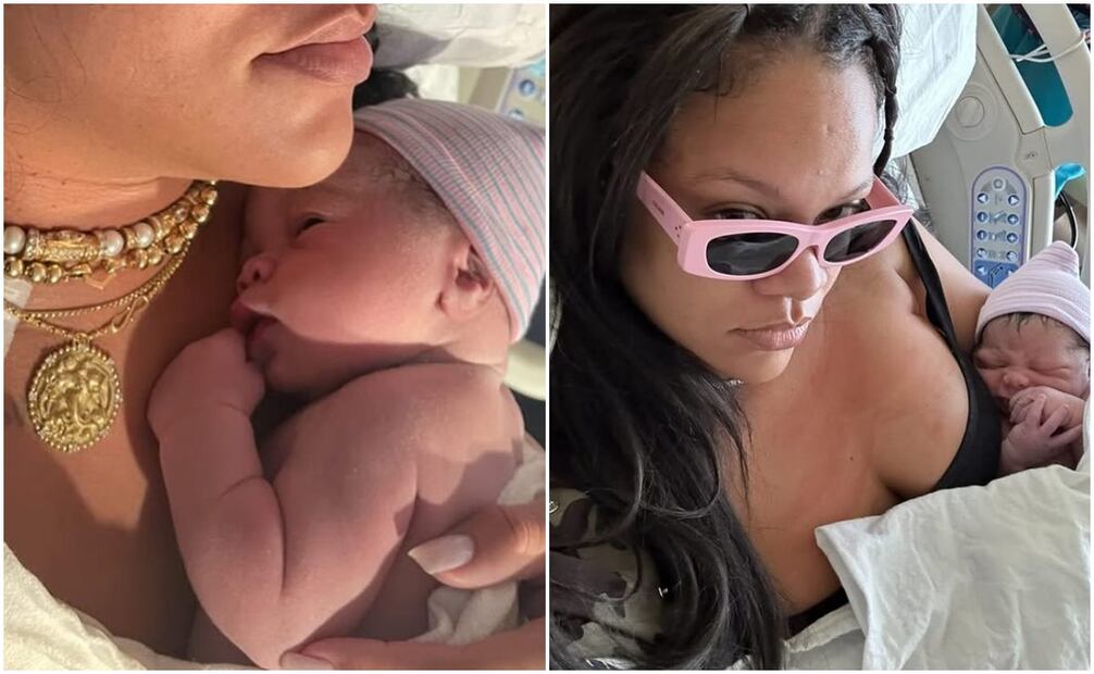 RZA y Rosa Riot con su madre Rihanna. La cantante dijo que ser madre es lo más poderoso que ha hecho, y llama a sus hijos sus "pequeños milagros".