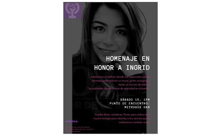 Este sábado, feministas protestarán afuera del edificio donde Ingrid fue asesinada