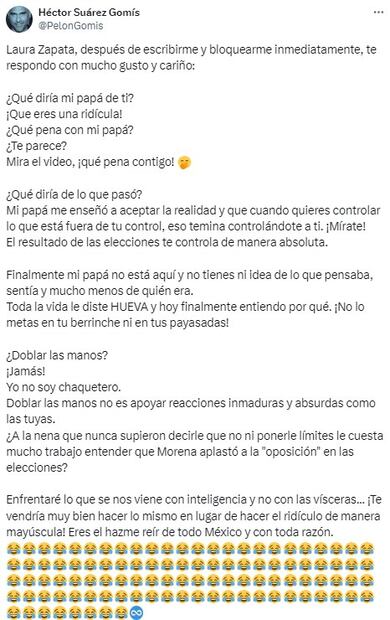Héctor Suárez Gomís le responde a Laura Zapata