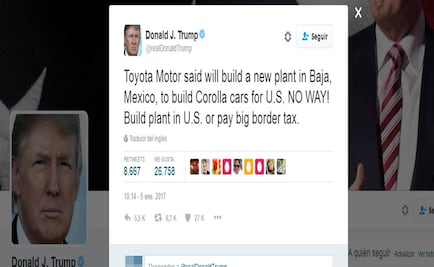 Trump: Toyota faces big tax if it builds Corolla cars for U.S. in Mexico