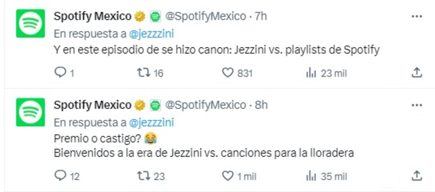 La plataforma de música en streaming Spotify le respondió al creador de contenido. / Foto: captura de "X"