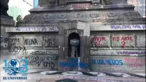 Así luce el Ángel de la Independencia tras marcha feminista
